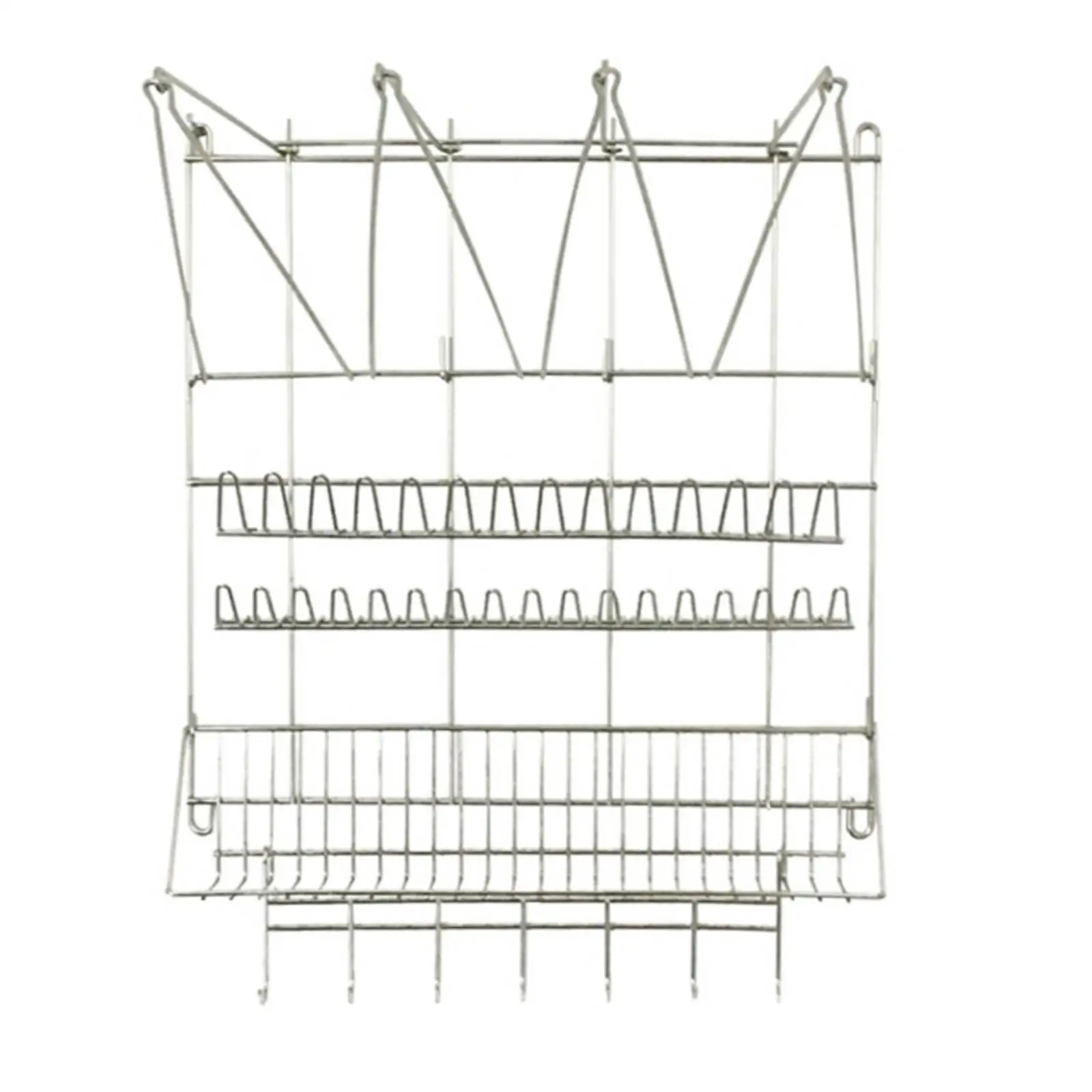 Stainless Steel Industrial Rack Wall Mounted Pastry Bag Drying Rack with Slotted Area and Hooks for Bakery Kitchen Organizer