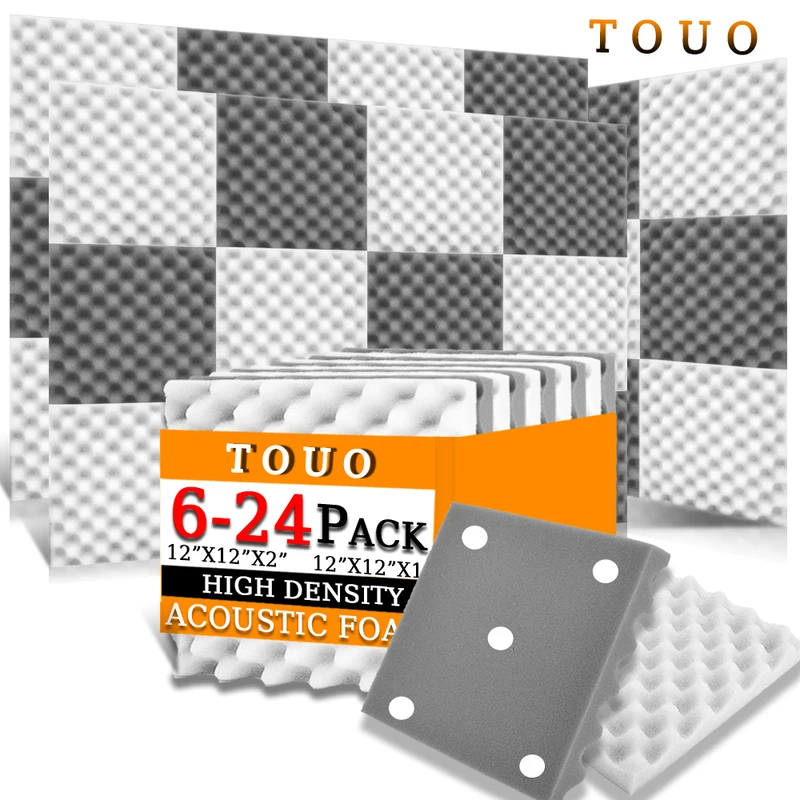 

TOUO 6/12/24pcs Studio Acoustic Foam Home Sound Insulation Sound Absorbing Panel Studio Acoustic Treatment Wall Soundproofing