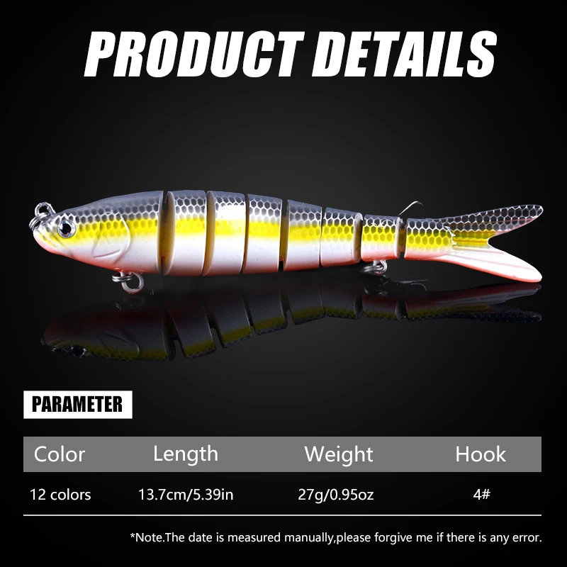 13.7cm 27g Sinking Wobblers 8 Segments Fishing Lures Multi Jointed Swimbait Hard Bait Fishing Tackle For Bass Isca Crankbait