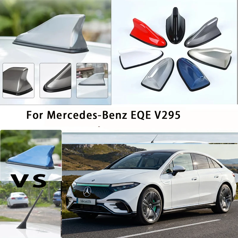 

For Mercedes-Benz EQE V295 Car Roof Top Mount Shark Fin Aerial Antenna Toppers Auto Radio AM FM Antenna Signal Amplifier Aerial