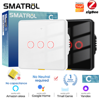 Tuya Zigbee Smart Light Touch EU Switch No Neutral Wire Magnetic Relay110-240v VoiceApp Alexa, Google Home No Capacitor Required