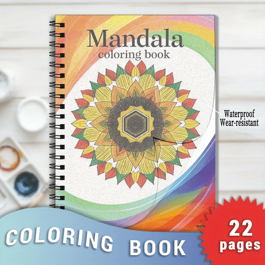 Mandala Coloring Book - 8.3x11.2 inches Stress relief coloring book 22 pages of art therapy illustrations to relieve anxiety