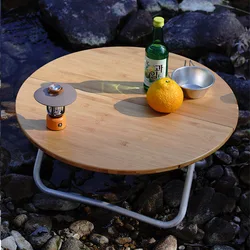 Foldable Bamboo Board Round Table Portable Outdoor Picnic Barbecue Table Folding Camping Small Round Table Coffee Table New