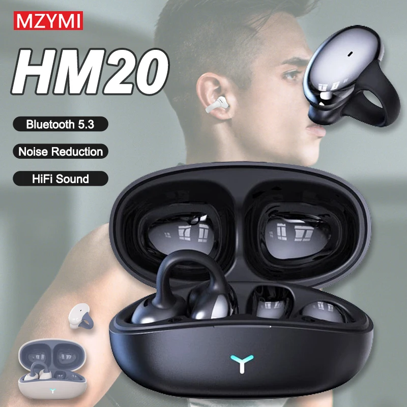 

MZYMI HM20 Bluetooth 5.3 Sports Earphones Hifi Sound Open Ear Clip Headphones Wireless Earbuds Noise Reduction Sports Headest