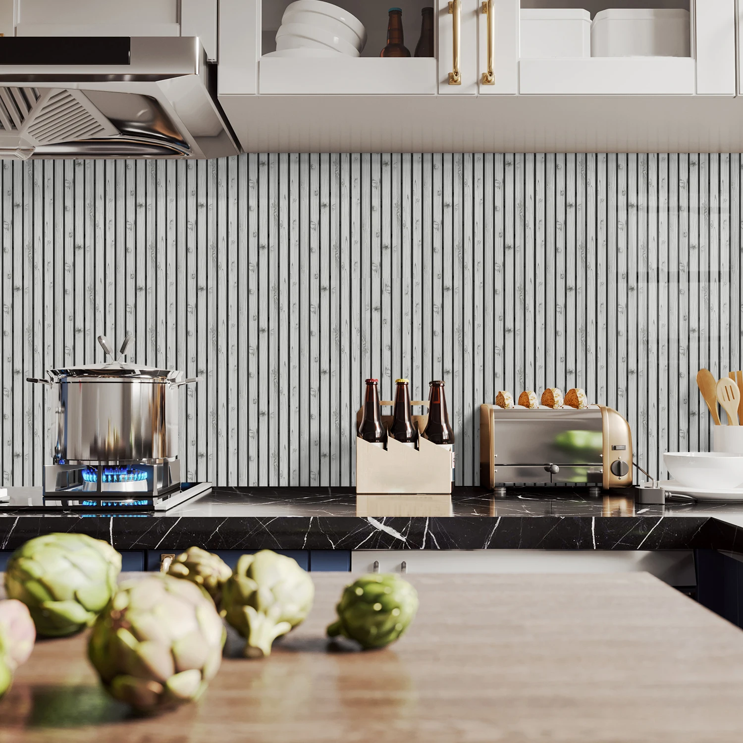 

6.7x9 inch self-adhesive imitation wood wall tile for kitchen, bathroom, and living room decoration, easy to apply and remove