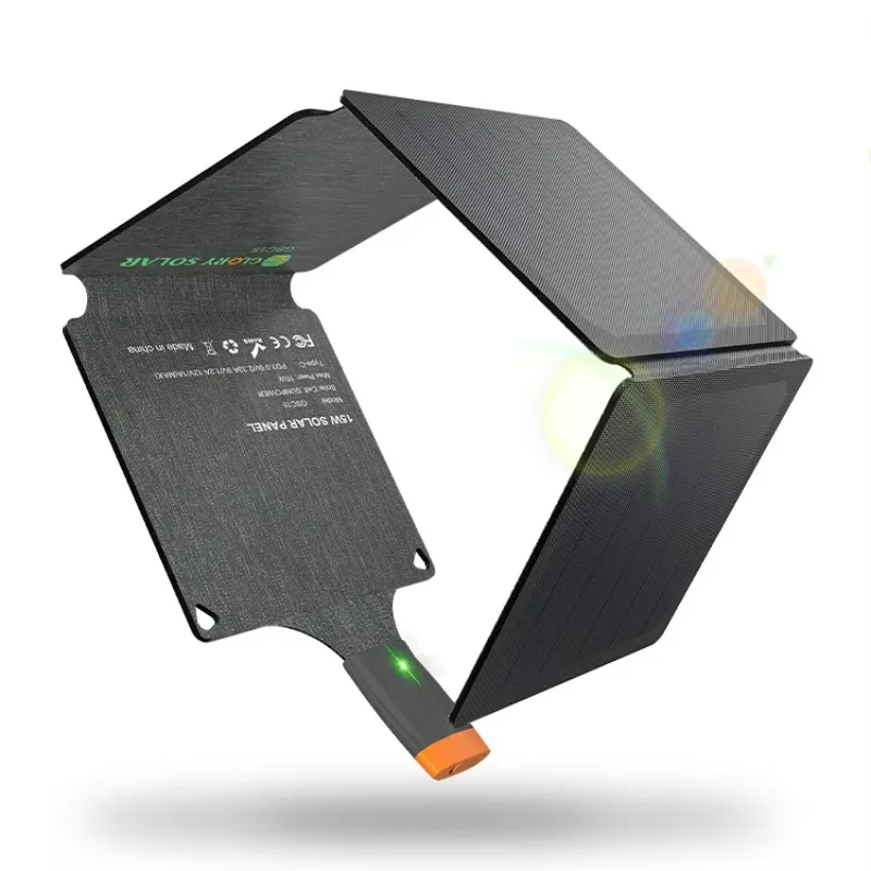 Solar 15W 182mm Mono Foldable Solar Panel with Polyester 900D Bag Portable Charger for Mobile Phones and Power Banks