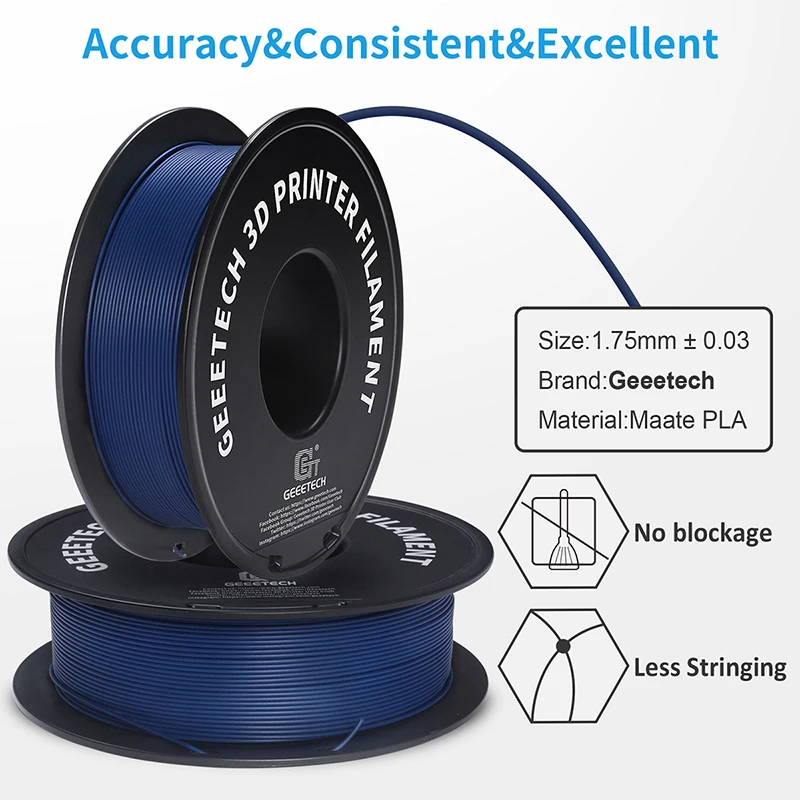 Geeetech Matte Filament PLA 1.75mm 1kg Spool (2.2lbs), 3d printer Material polylactic acid, frosted texture, Vacuum packaging