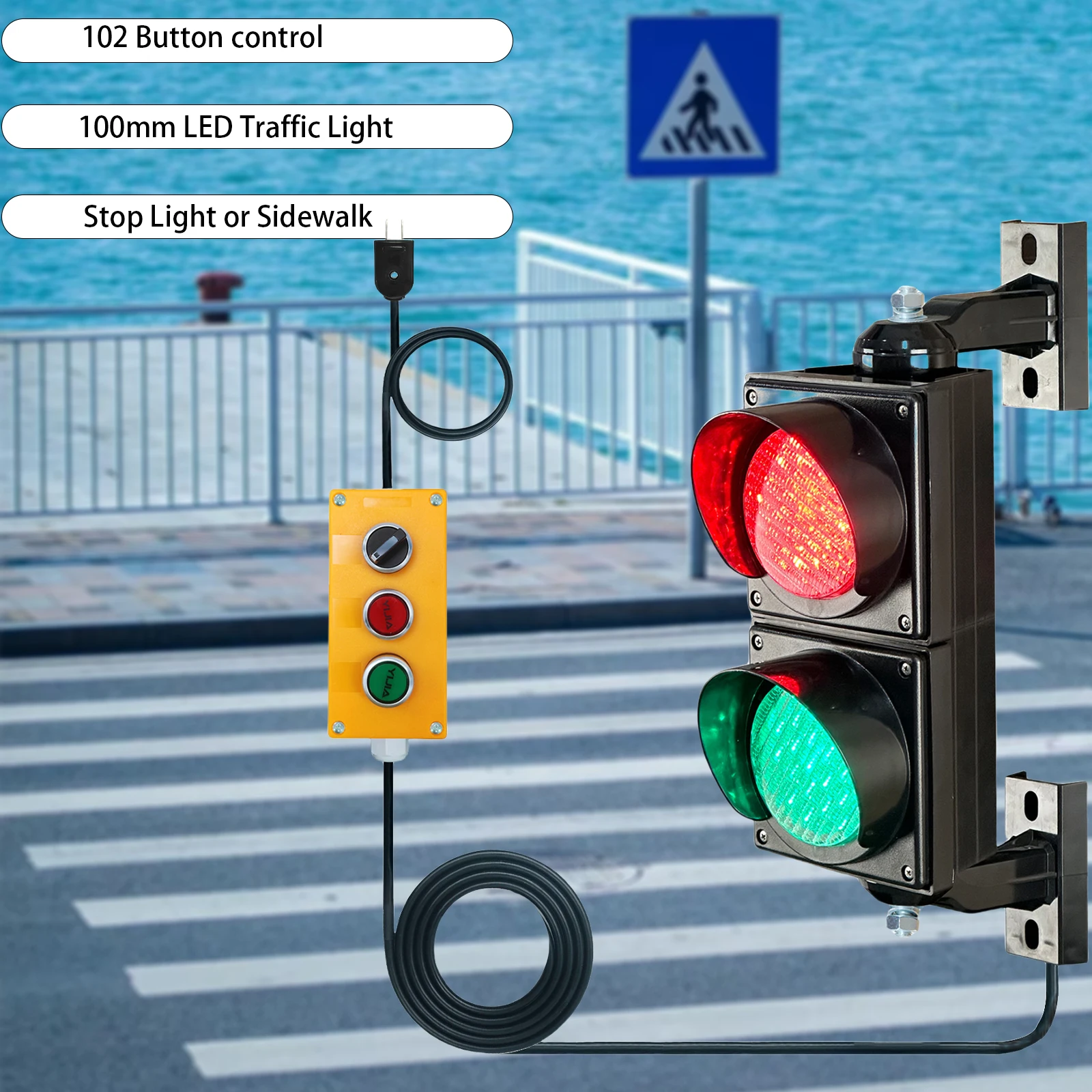 

Traffic Light 100mm AC85-265V 6M Controller Stop/Go Lights PC IP65 Waterproof Fast Shipping Traffic Light Button Controller