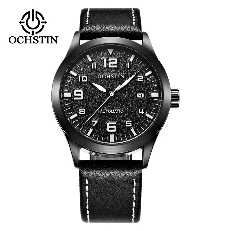 Official brand free shippingPopular Retro Leather Automatic Mechanical Trendy Casual Business Watch Men