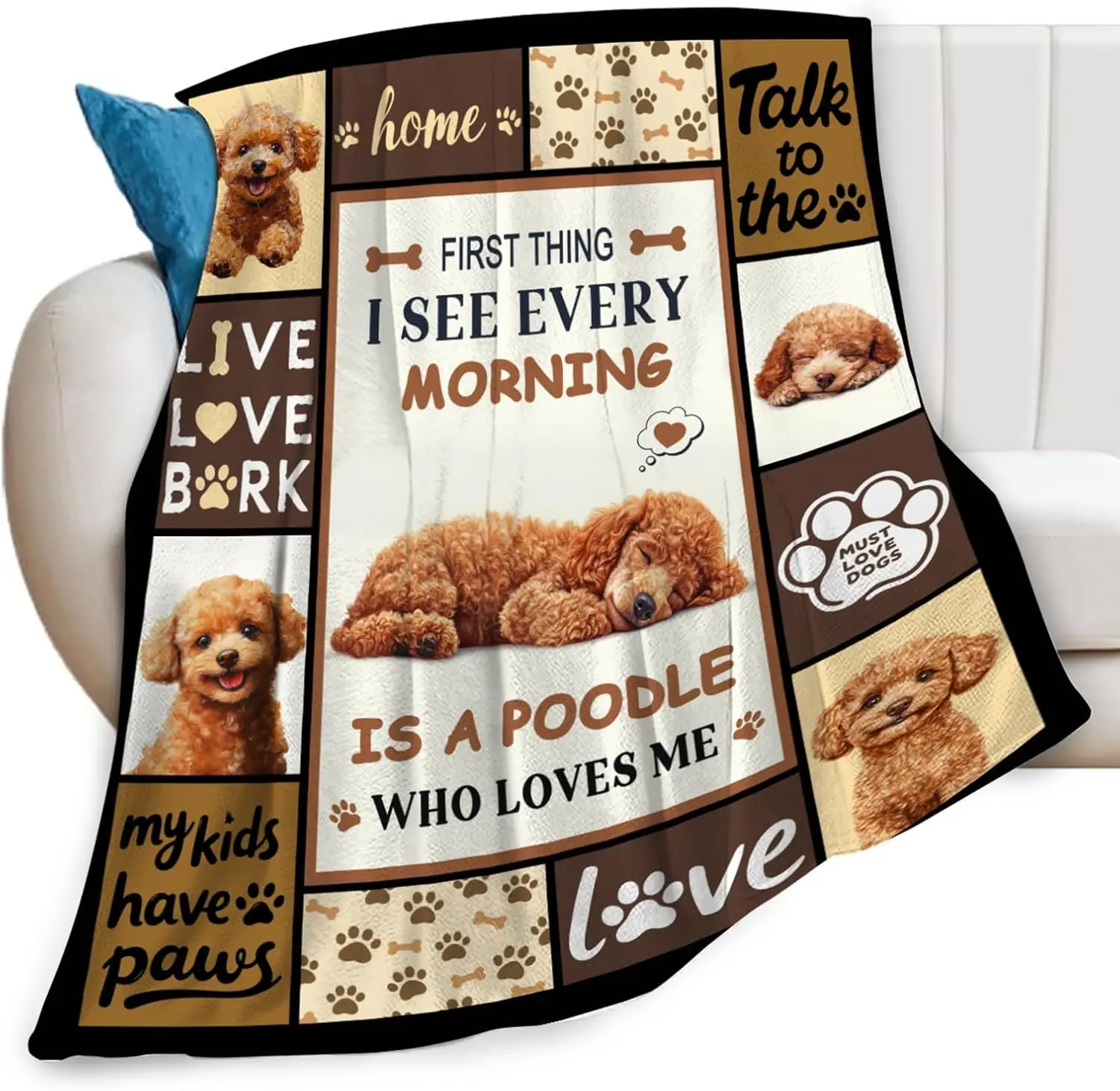 Poodle Dog Lovers Funny Blanket Home Decor Gift Cute Puppy Blanket for Pet Owners