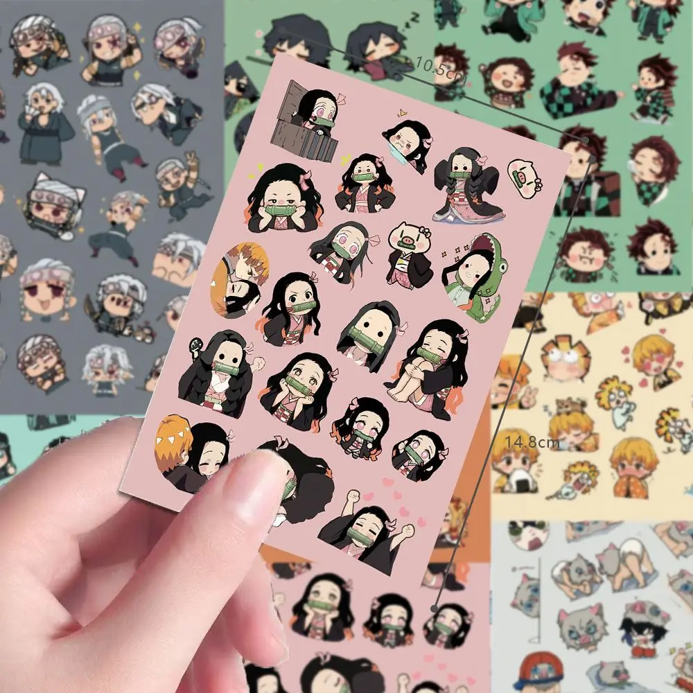 24pcs Chibi Demon Slayer screen protector sticker dual-colored eyes collage material pack waterproof stickers view 5