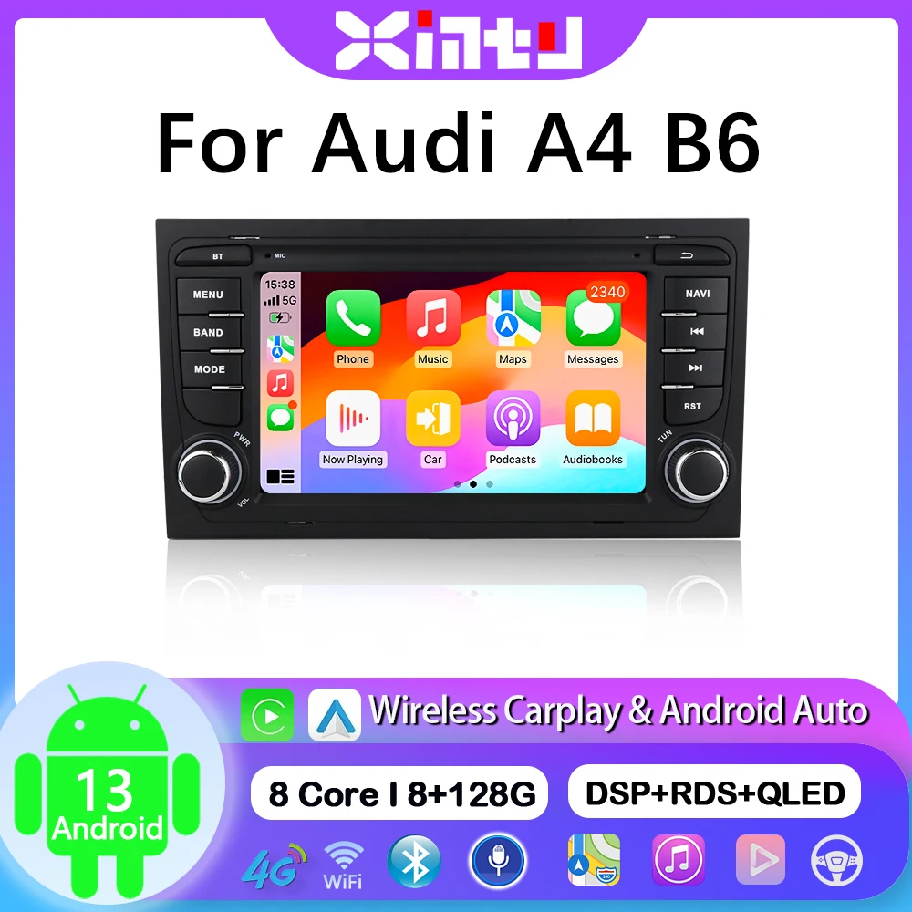 

Xintu 7''Android 13 Car Multimedia Player For Audi A4 2002-2007 S4 RS4 B6 B7 CarPlay AUTO 4G GPS Navigation DSP Head Unit Radio
