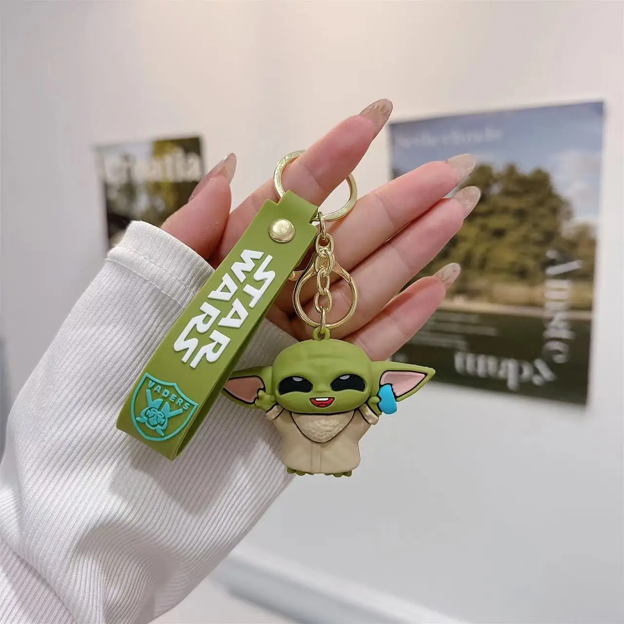 Mandalorian Baby Yoda Model Keychains Kawaii Cartoon Backpack Pendant Dolls Key Chains Xmas Gifts for Kids