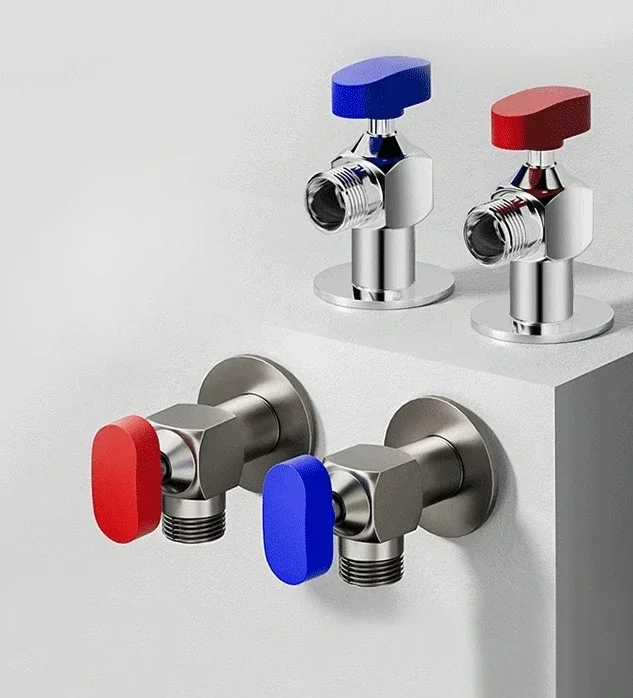 Fully open large flow angle valve All copper hot and cold water gas water heater special ball valve Triangle valve 4 points