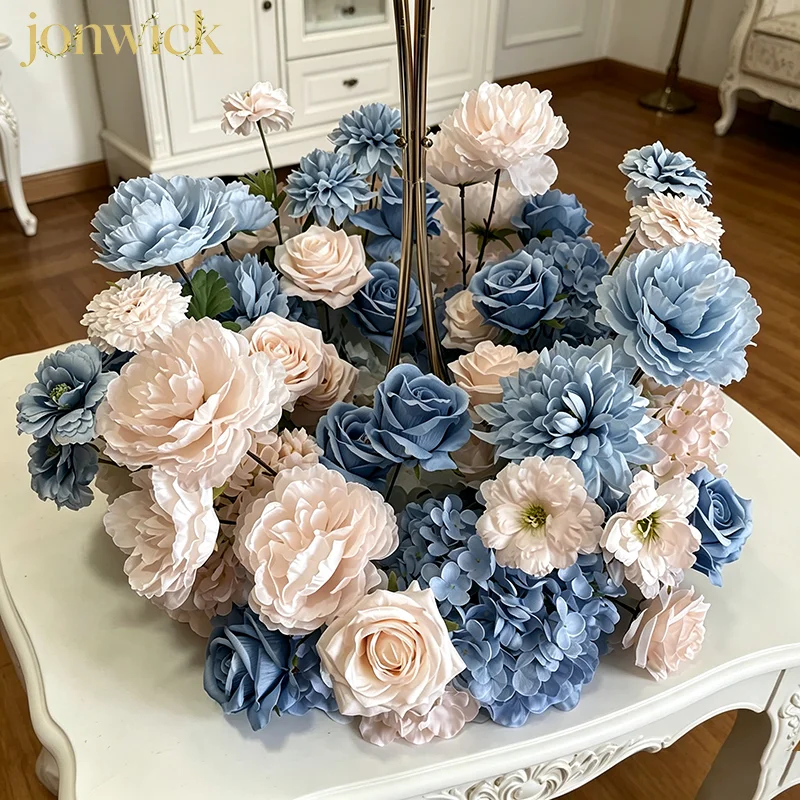 Gelb/Weiß/Rosa/Grün 30-60CM Maßgefertigte Künstliche Blumen Hochzeitsdekoration Tischdekoration Kranz Blumenarrangements Party-Requisiten – Detail 7