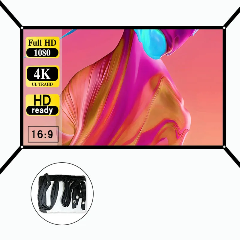

60-150 inches, high-definition 16:9 projection screen, foldable, lightweight and portable design - extended version
