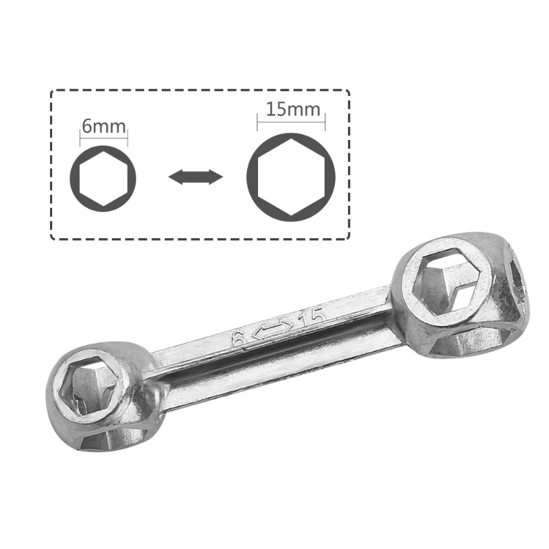 10 in 1 Bone Shape Hexagon Wrench Multipurpose Mini Portable Bicycle Hexagon Hole Spanner Durable MTB Bike Repair Tool Accessory