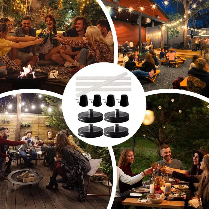 سطح الطاولة المشاعل الزجاجية سطح الطاولة المشاعل الألياف الزجاجية الفتائل الزخرفية مصابيح خارجية Longlife غطاء من الفولاذ المقاوم للصدأ حديقة ديكور ل #4