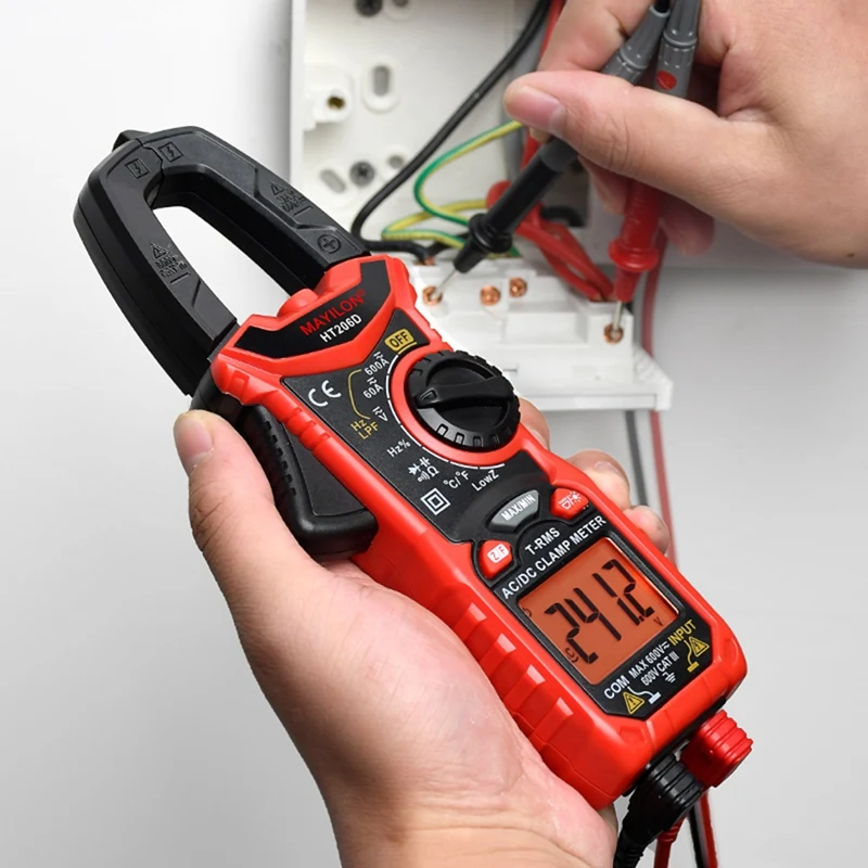 MAYILON HT206D Digital Clamp Meter 600A AC/DC Current Backlight NCV Ammeter Multimeter Voltage Tester Auto-Ranging