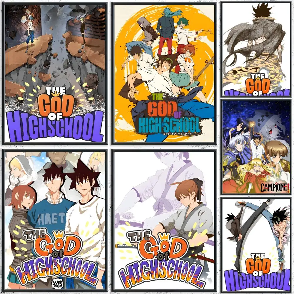 Anime-Poster „The God of High School“, HD, wasserfest, selbstklebende Wandkunst – vielseitig einsetzbar, tolles Geschenk