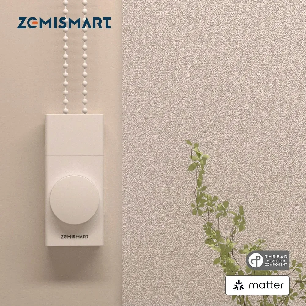Zemismart Matter Thread Blind Driver Built-in Battery Motor Knob Control for Roller Shade Curtain Work with Homekit Alexa APP