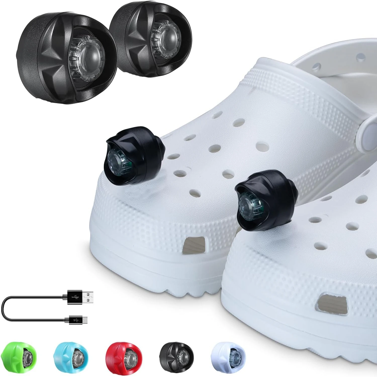 Enhanced IP65 Waterproof Croc Headlights - Excellent Set of 2 for Adult. Hands-Free Night Lights with Blue Glow, Perfect for Cam