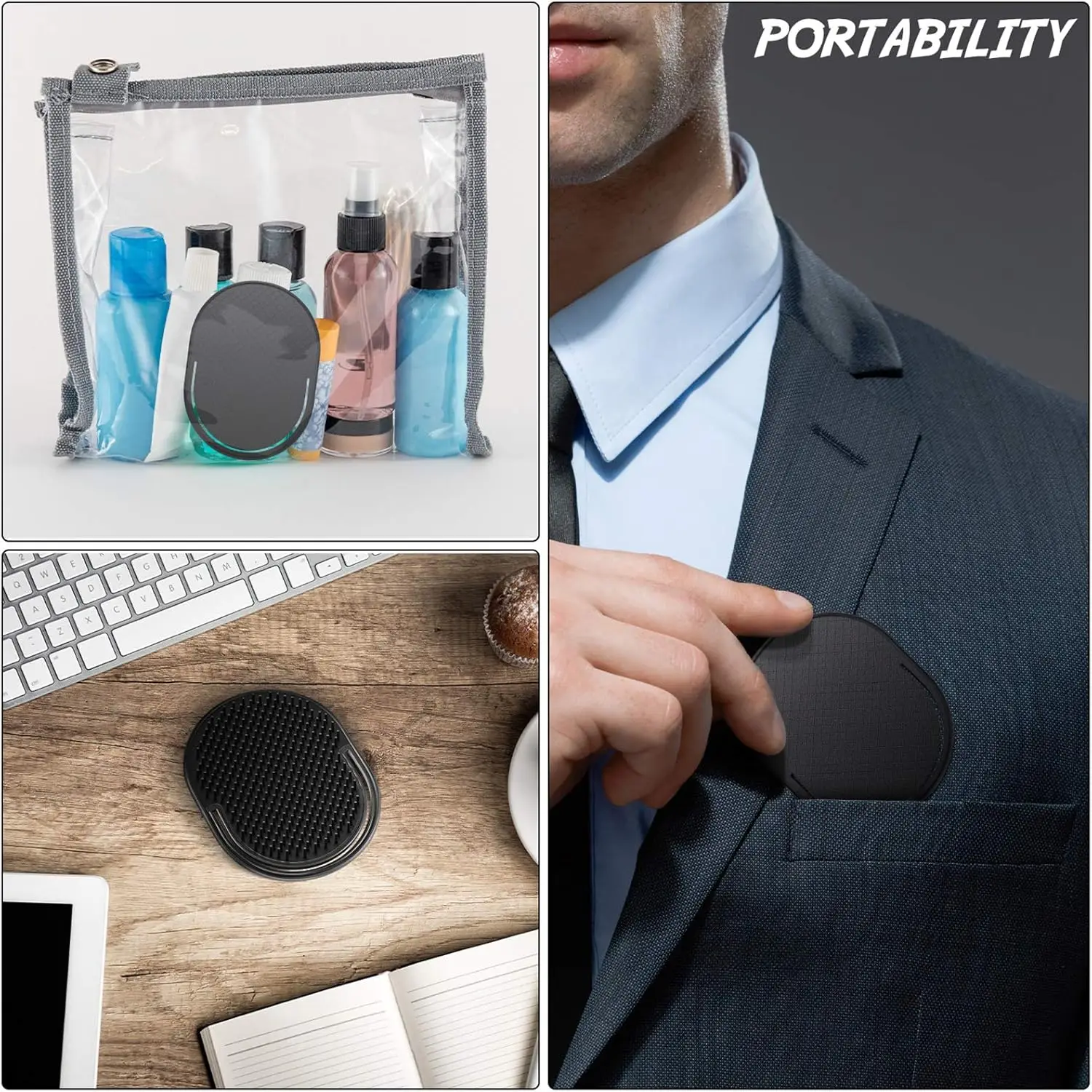 6 قطع من أمشاط الجيب، فرشاة الجيب، فرش الشامبو، مشط تدليك فروة الرأس، مشط فرشاة شعر مدلك، خاص للشعر المستعار الحقيقي #5