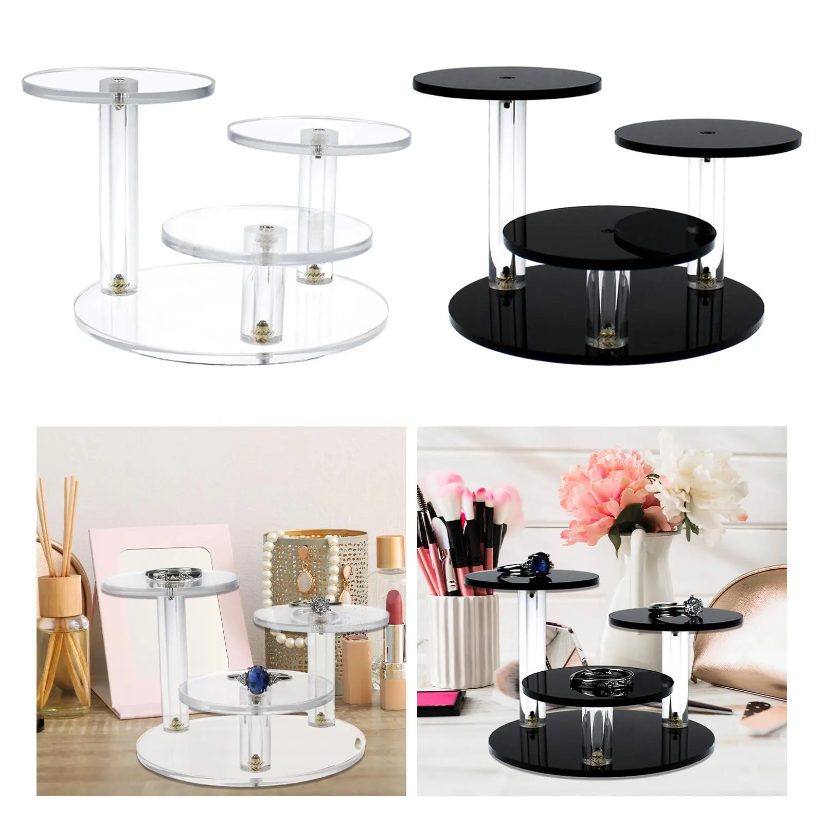 Runde Acryl produkte Display Riser Stand 3 Tier Mini Display Riser Ständer für Mini Figuren Dessert Armbänder Uhren Schmuck