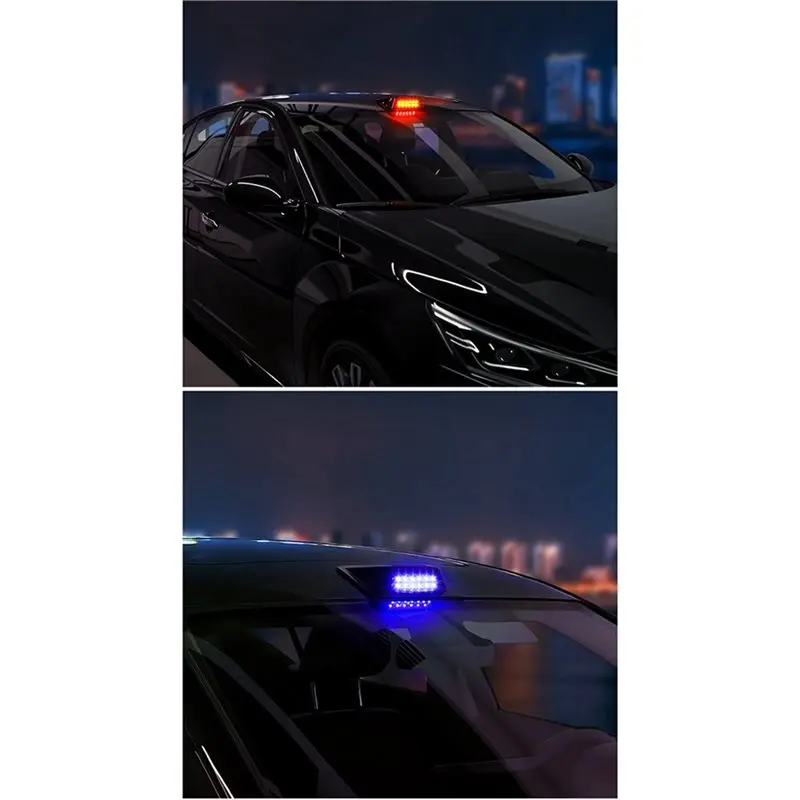 Solar Powered Anti-Rear-End Flashing LED Roof Lamp For Cars With Remote Shock Sensor Warning Light-Boom