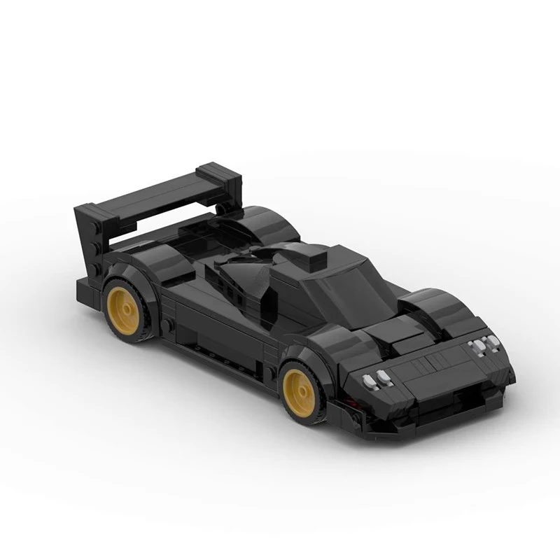 Juego de bloques de construcción de coche de carreras para niños, juguete de construcción de coche deportivo de MOC-56638, color negro, rompecabezas creativo