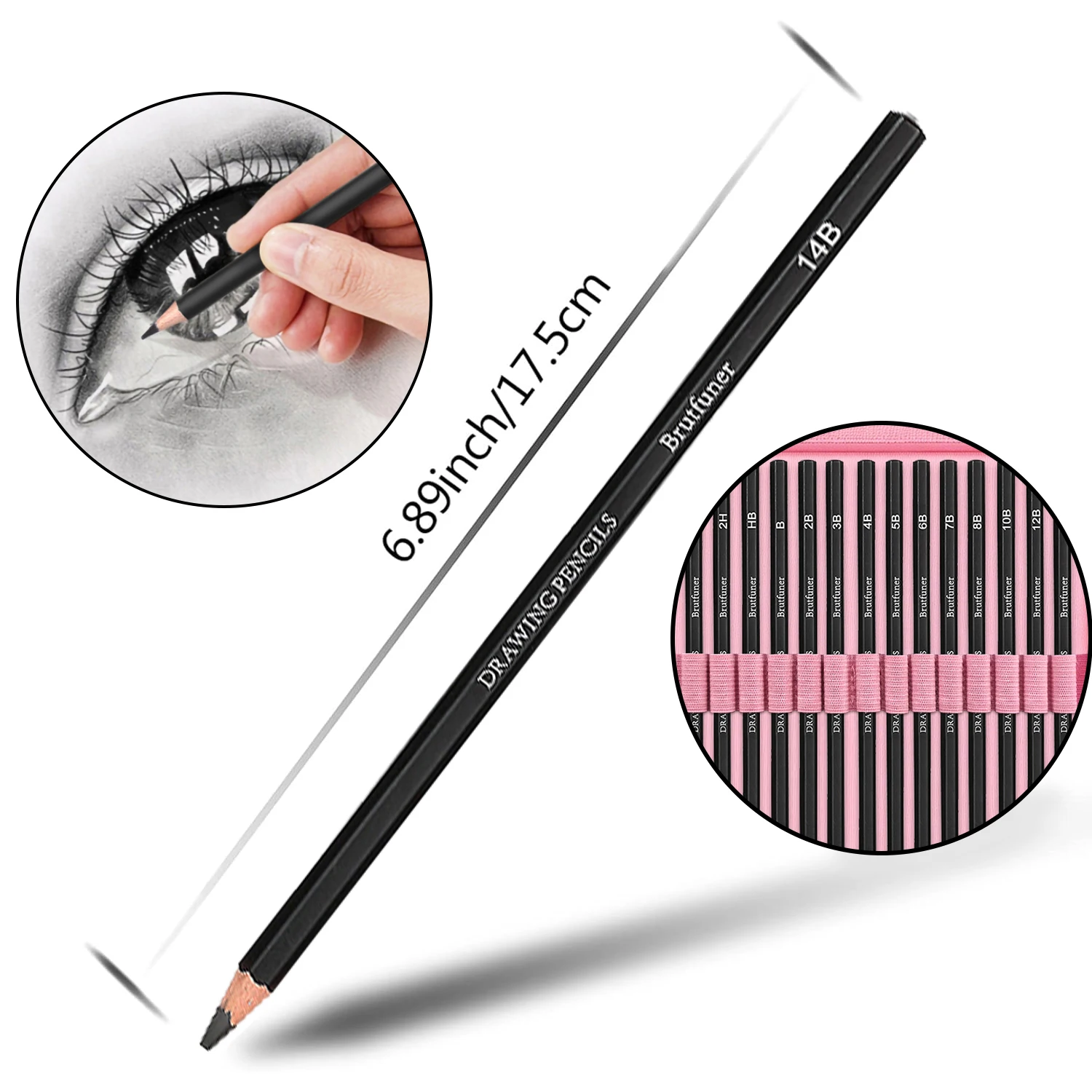 14/26/64/126 PCS Drawing Kit Sketching Pencil Set,Art Supplies with 3-Color Sketchbook,Graphite,Charcoal,Blending Tools
