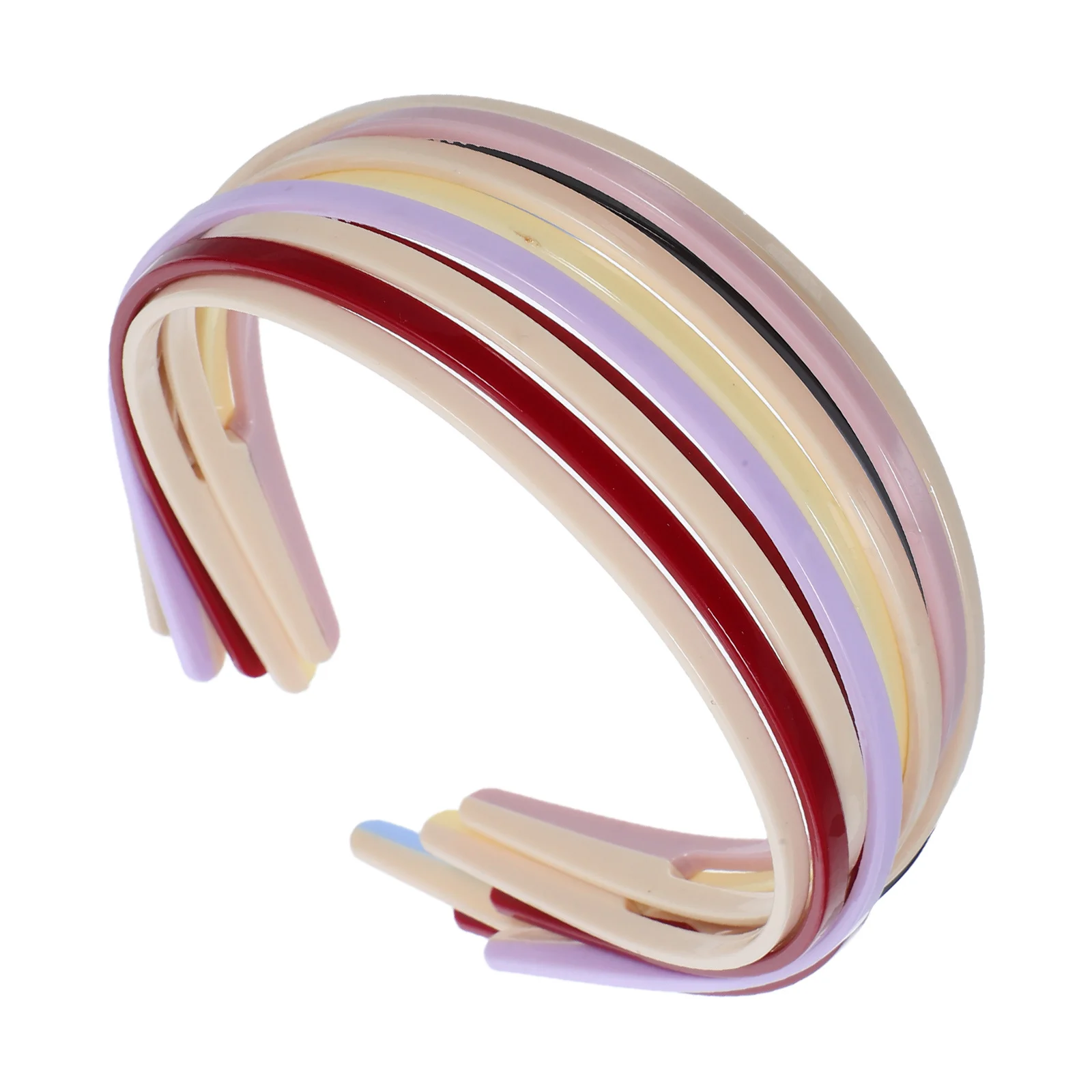 

6Pcs Multicolor Candy Splicing Hair Bands Nonslip Teeth Comb Hair Accessories for Women Teens Fashion Daily French Claw Clip