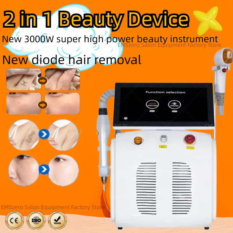 

2025 Diode Laser Hair Machine And Tattoo New High Quality 2 In1 808 Diode Laser Hair Removal Depigmentation Removal Machine