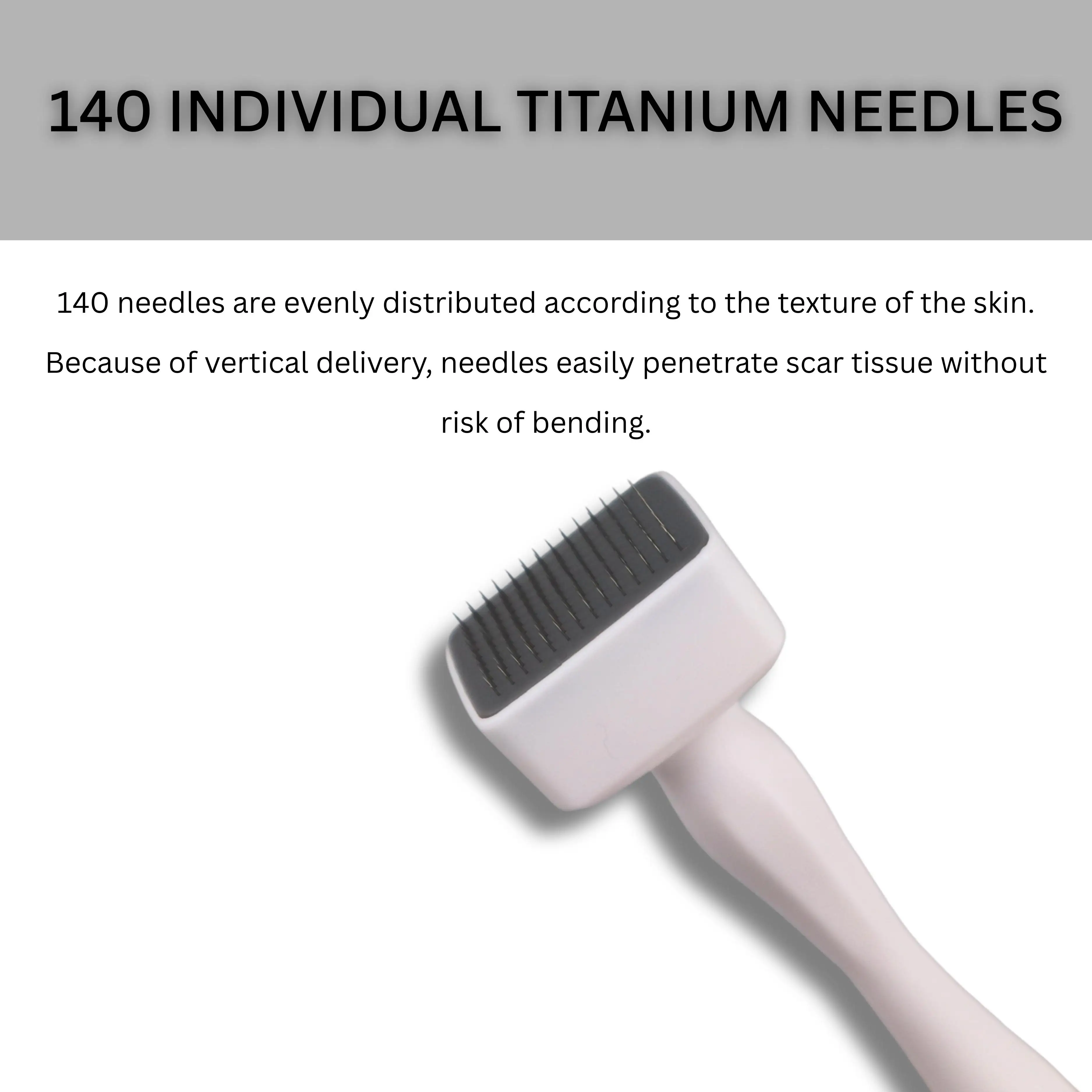 Professional Titanium Derma Stamp 0.25mm Microneedling Tool Face Skin Care Hair Beard Growth Ergonomic Micro Needle Roller Portable Beauty Device White view 3