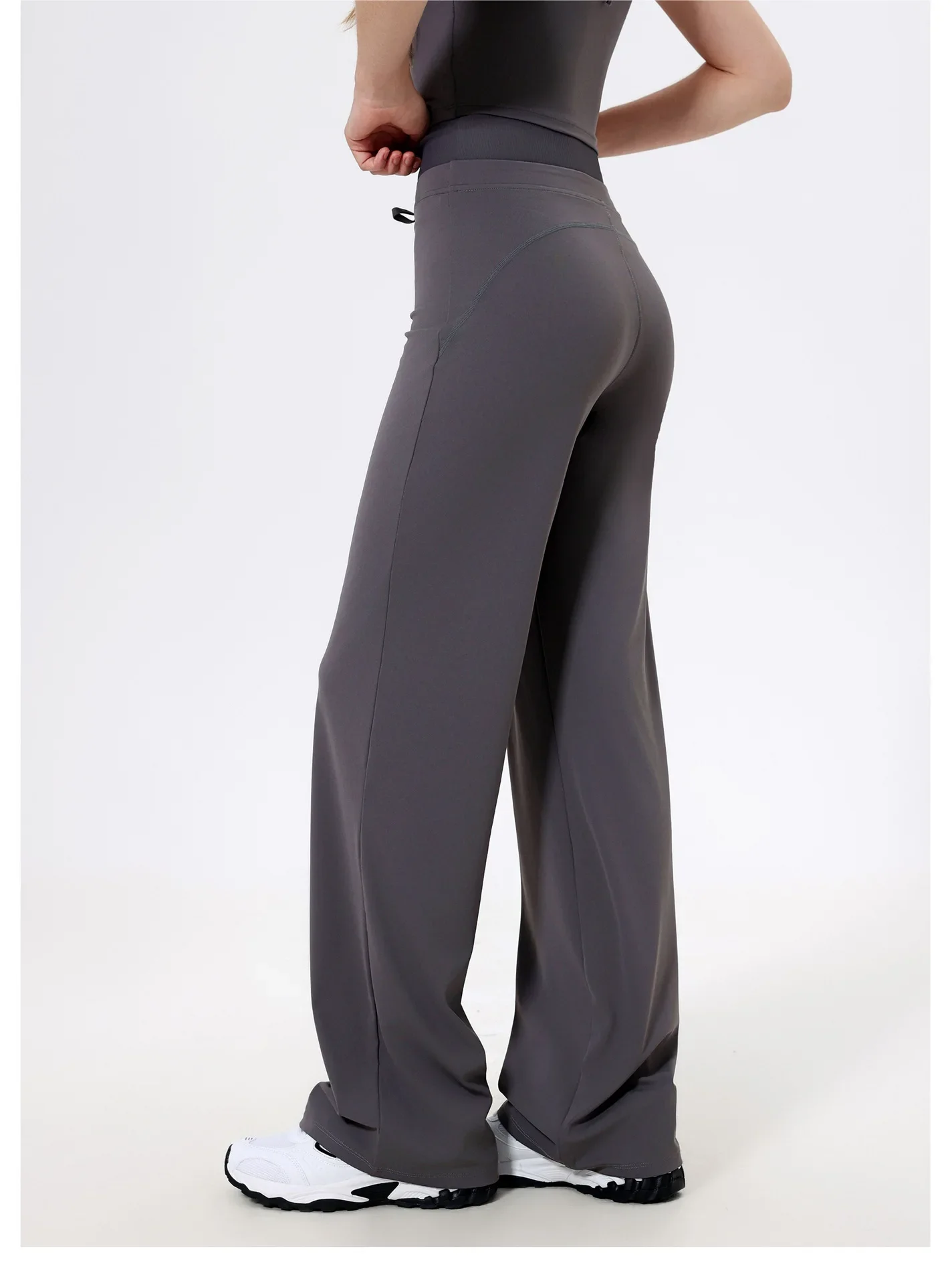 Pantalones de pierna recta holgados y de cintura alta para mujer, secado rápido, correr, adelgazar, pantalones de fitness, pantalones desnudos