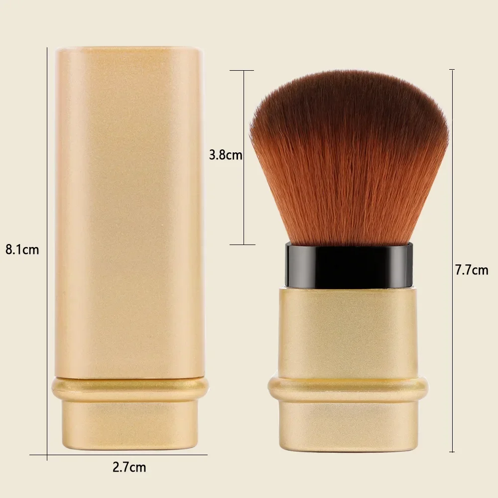 Pincel quadrado retrátil único para blush – pó solto e pincel de configuração com capa, ferramenta de maquiagem multifuncional portátil