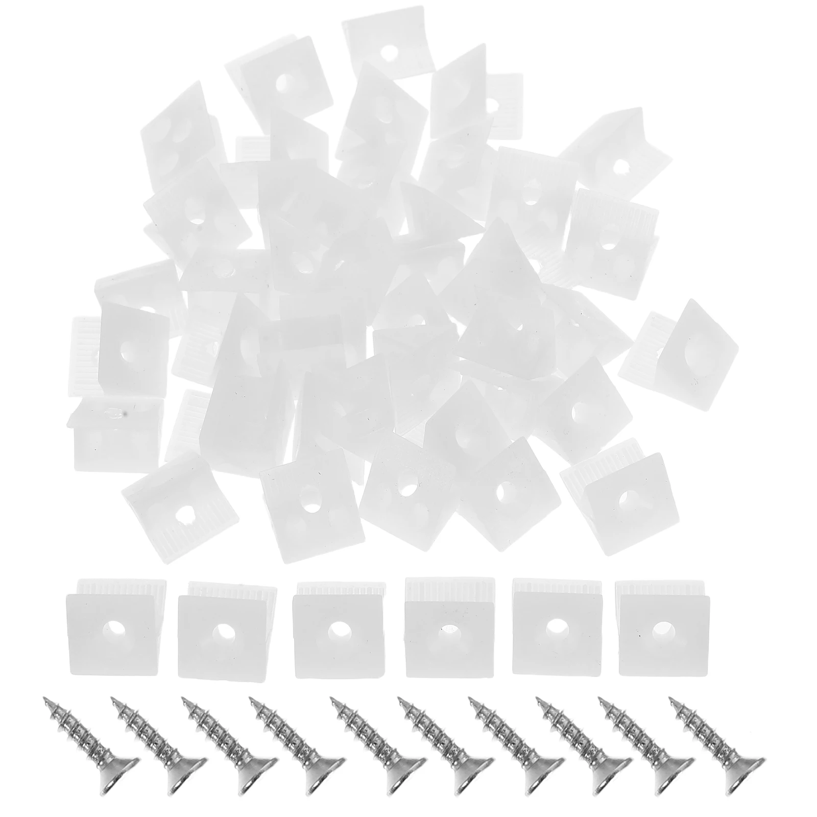 

50pcs Plastic Angle Brackets Hardware Accessories Selftapping Screws Wardrobe Cabinet Shelf Support Durable Material Easy