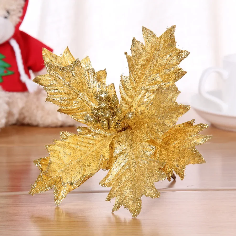 Christmas tree decoration 10cm small double layer flannel powder Decoration Christmas flower multi color optional 5g