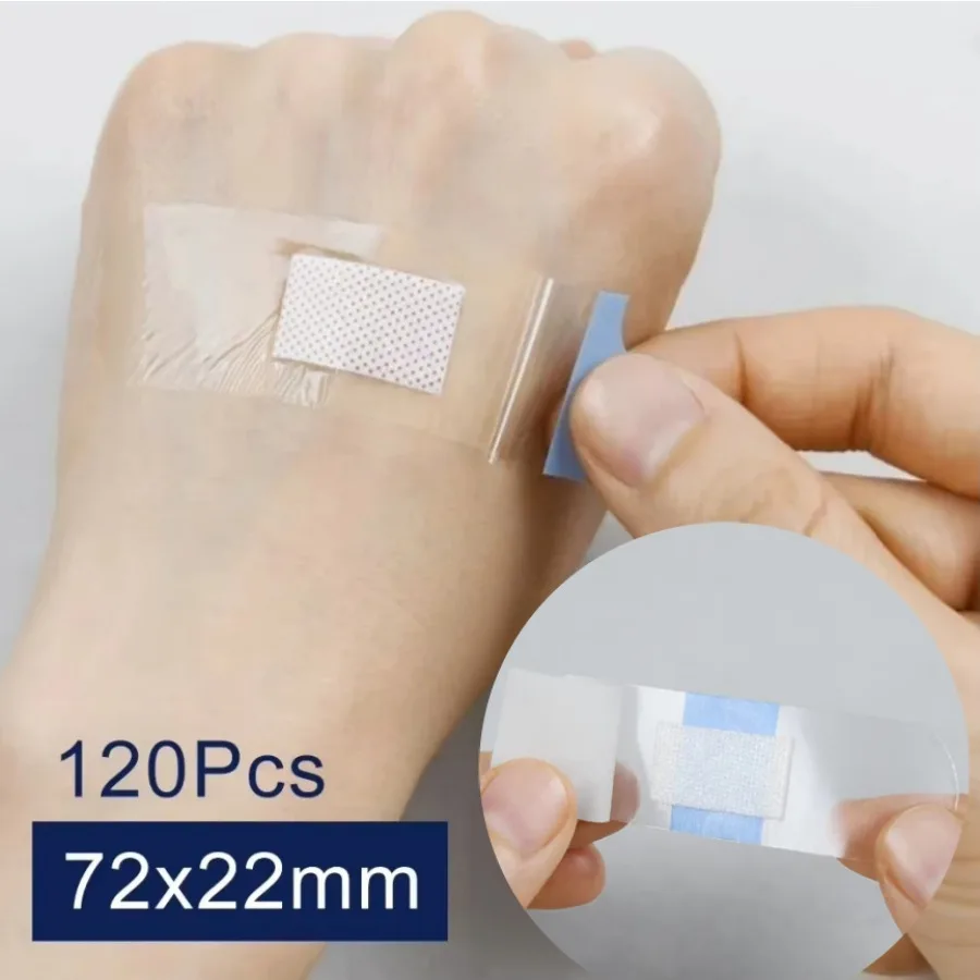 50/120pcs Transparent Elastic Bandage Patches PE Waterproof Wound Band Aid Skin Patch for Children Adults Injuries Plaster