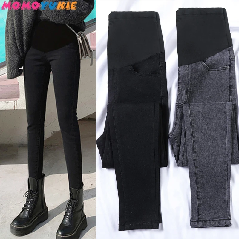 Maternity Jean 2023 Winter New Style Casual Slim High Waist Thickening Keep Warm Versatile Look Thin Comfortable Maternity Pants