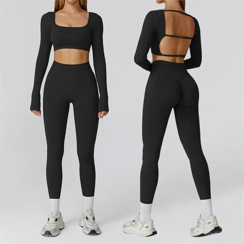 

TRY TO BN Seamless Women's Tracksuit Gym Set Sports Long Sleeves Fitness Leggings Workout Running Two Pieces Suits Yoga Clothing