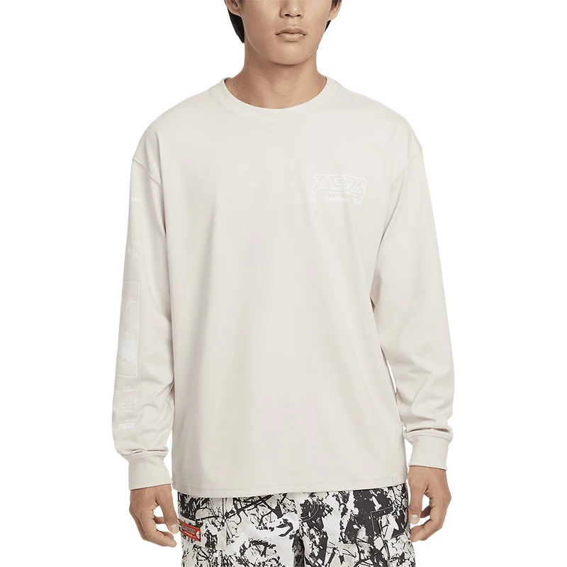 تي شيرت Nike أصلي 2024 جديد للرجال بأكمام طويلة ناعم وبسيط FZ6705-104