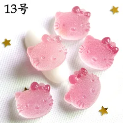 Breloques à ongles en forme de dessin animé Sanurgente Hello Kittile, ornements d'art d'ongle, jus de fudge nickel é bricolage, accessoires mignons, nouveau Kawaii, 10 pièces