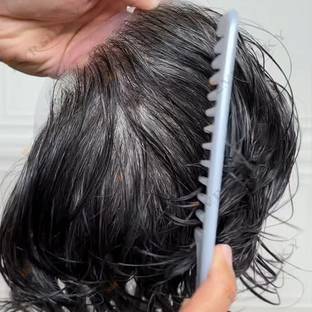 

Ультратонкая парик-система для мужчин 0.02 мм, плотность 80%, цвет 1B80 (серо-черный), незаметная, из натуральных человеческих волос