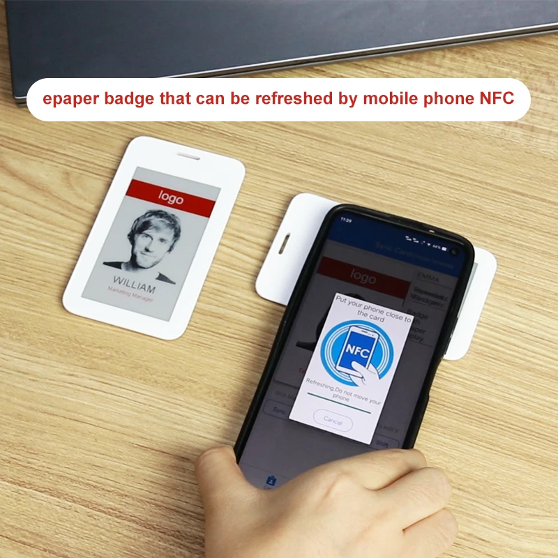 Aplicativo móvel, atualização sem bateria, crachá com nome eink, cartão de controle de acesso inteligente, etiqueta nfc, cartão de identificação de evento epaper, moldura digital esl