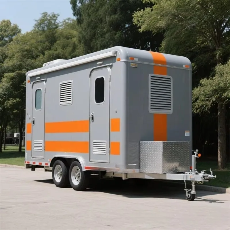 Luxury Portable Restroom Trailer, ADA Shower Toilet with Heat AC System, for Weddings Construction Film Crew