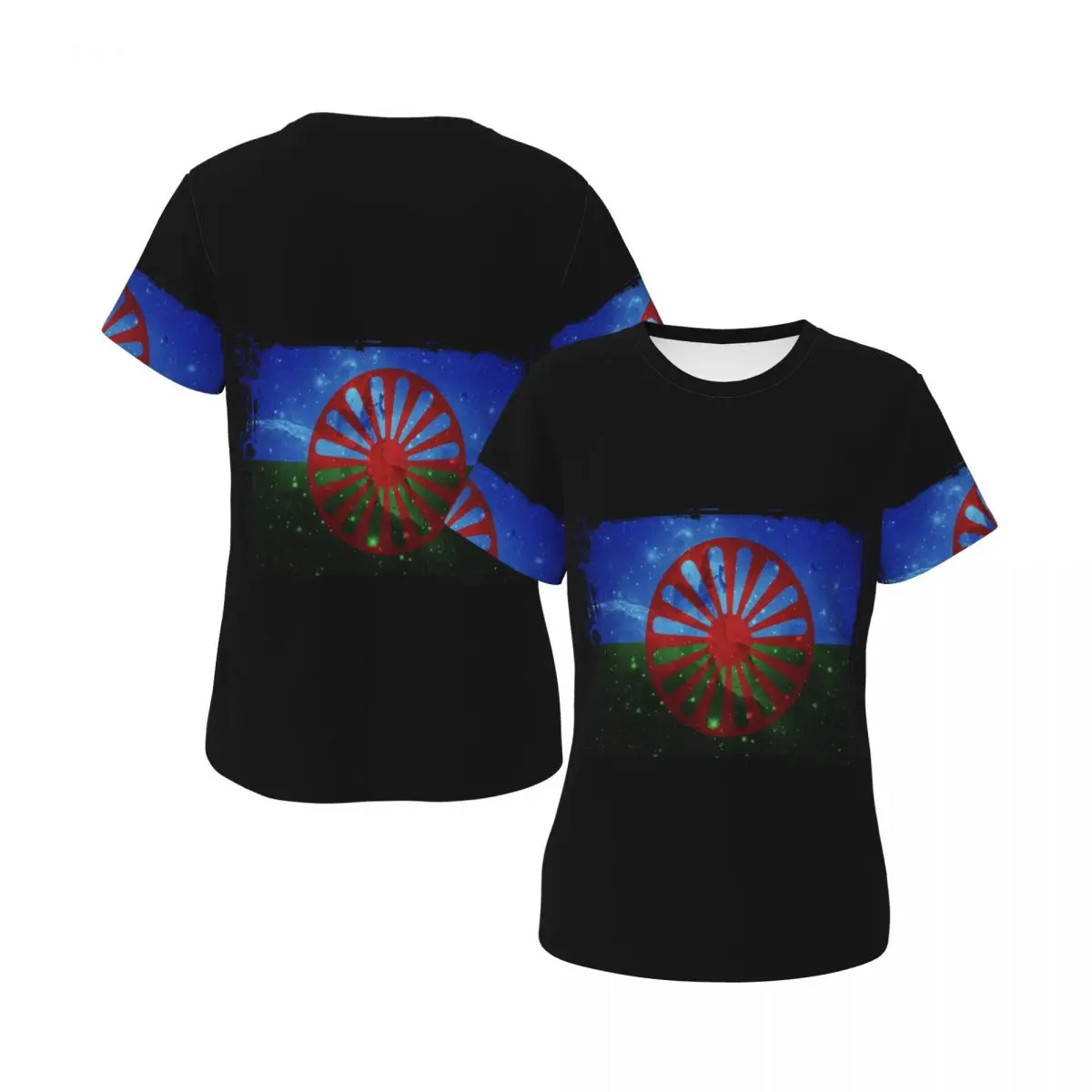 Romany Gypsy Flag T-Shirt Women Short Sleeve T Shirts Round Neck Streetwear Cotton Summer Tees Streetwear