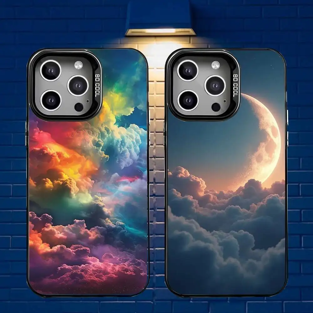 

Mganetic Cloud Phone Case For iPhone 16,15,14,13,12,11,Mini,Pro,E,MAX Gray Matte Silicone Black Cover