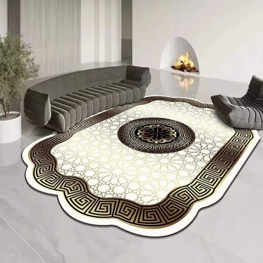 European Luxury Golden Carpet Living Room Decor Sofa Large Rug Modern Irregular Gold Home Decoration Parlor Coffee Tables Mat 러그