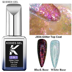 KODIES GEL Opal Glitter Top Coat Gel Nail Polish 15ML Sparkle Semi permanent UV Auroral Gel Varnish Finish All for Manicure Nail